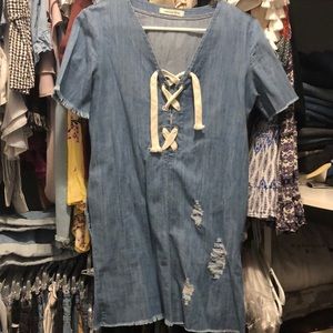 Lace Up Jean Dress